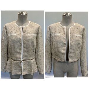 Magashoni Tweed Convertible Jacket in Beige Size 14